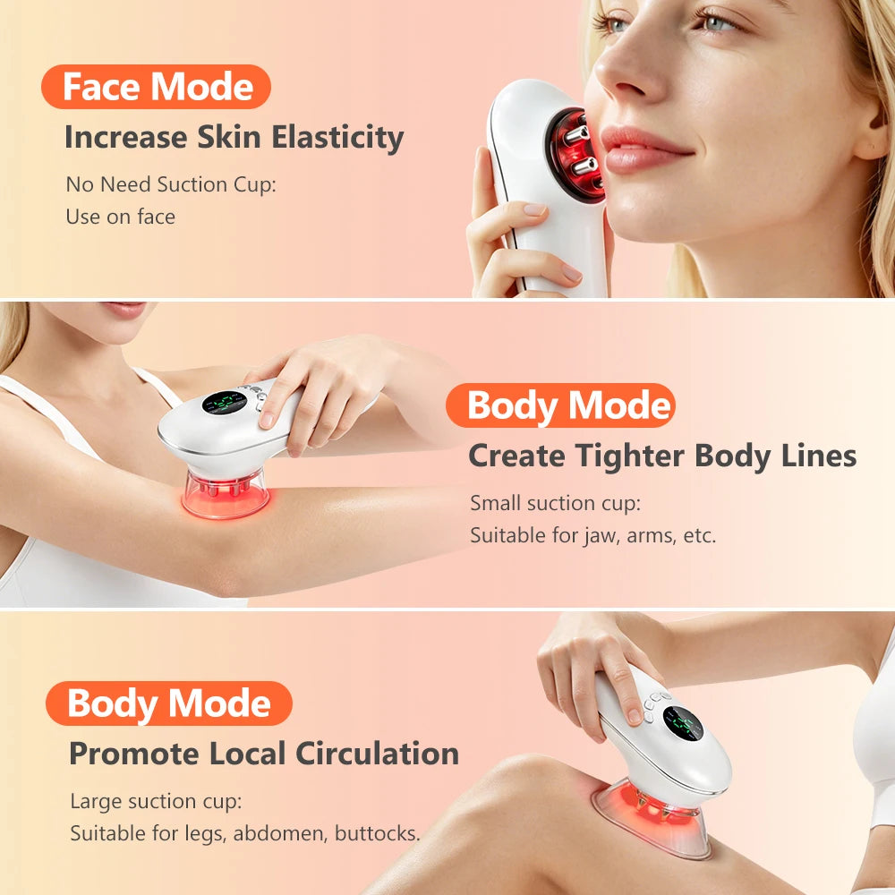 Rechargeable Body Sculpting Device Handheld Scraping Portable Electric Cupping Cellulite Massager for Face Body Abdominal Legs