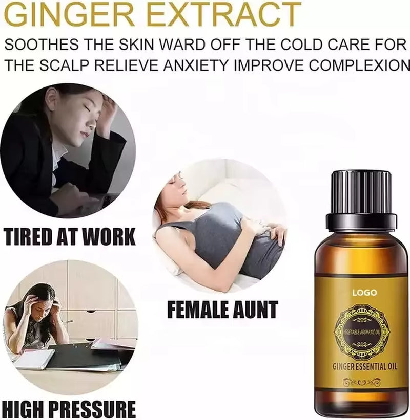 Wholesale 100 Natural Ginger 30Ml Belly Drainage Ginger Essential Oil Massage Oil