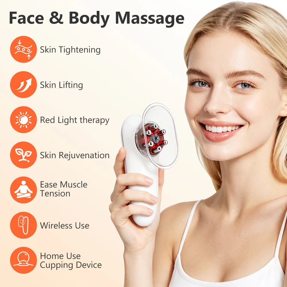 Rechargeable Body Sculpting Device Handheld Scraping Portable Electric Cupping Cellulite Massager for Face Body Abdominal Legs
