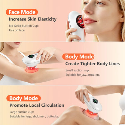 Rechargeable Body Sculpting Device Handheld Scraping Portable Electric Cupping Cellulite Massager for Face Body Abdominal Legs
