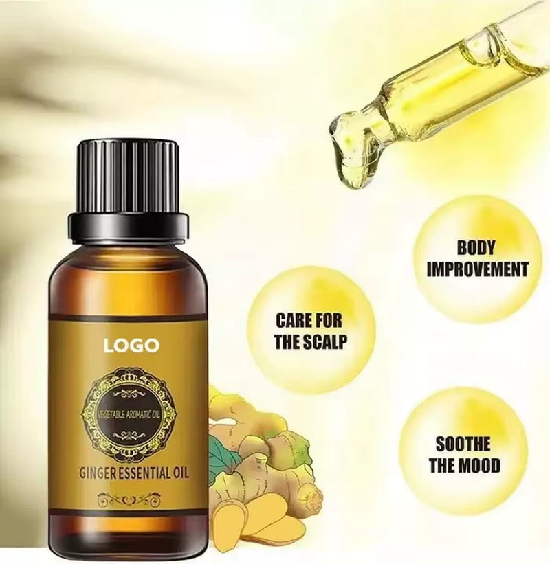Wholesale 100 Natural Ginger 30Ml Belly Drainage Ginger Essential Oil Massage Oil