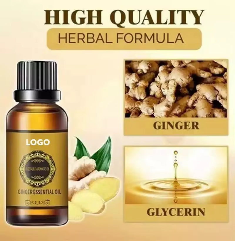 Wholesale 100 Natural Ginger 30Ml Belly Drainage Ginger Essential Oil Massage Oil